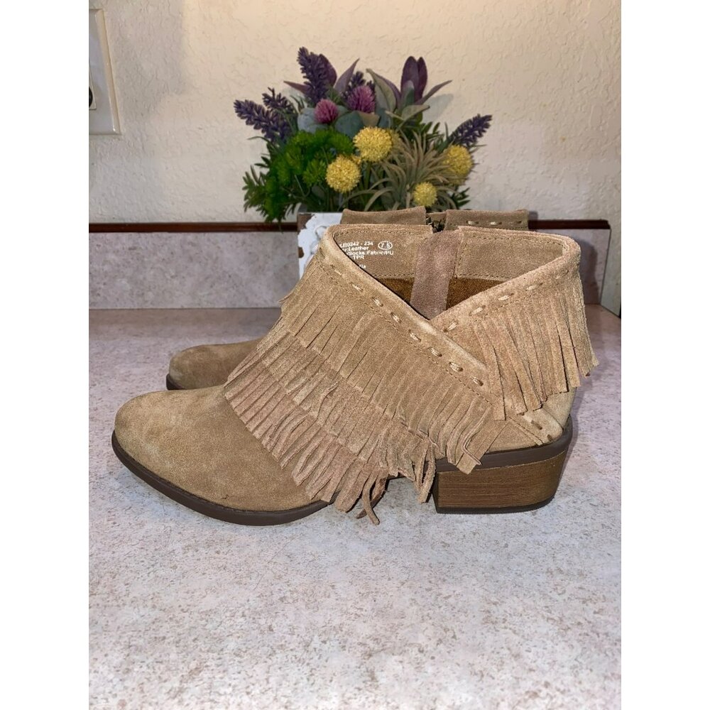 Naughty Monkey Womens Brown Fringe Ankle Booties Size 7.5